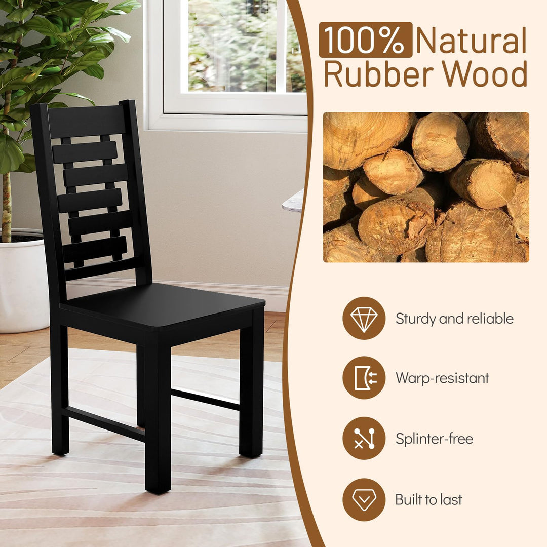 Giantex Wooden Dining Chairs Set 100% Solid Rubber Wood Kitchen Chair with High &amp; Tilted Backrest