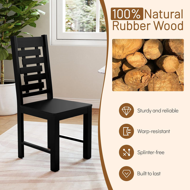 Giantex Wooden Dining Chairs Set 100% Solid Rubber Wood Kitchen Chair with High &amp; Tilted Backrest