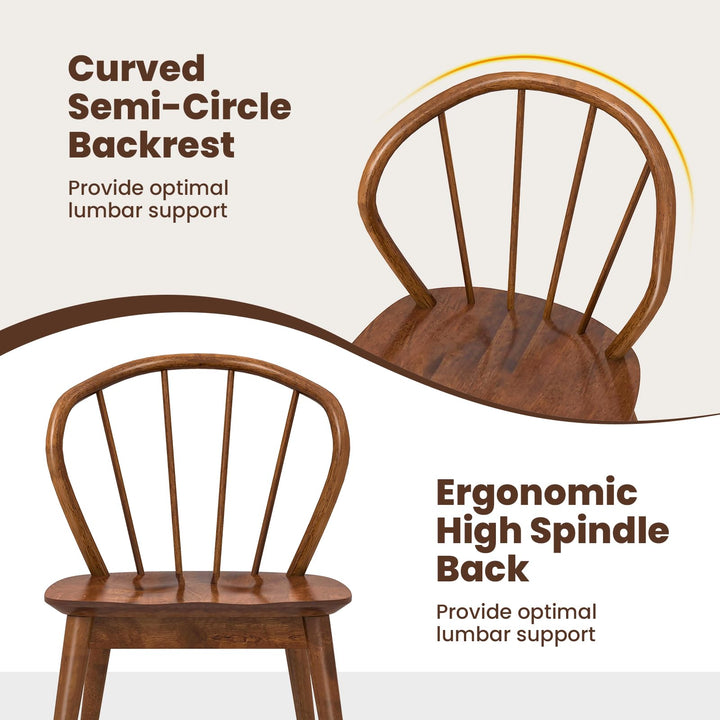 Giantex Wooden Dining Chairs Set of 2/4, Windsor Kitchen Chairs w/High Spindle Back &amp; Rubber Wood Legs