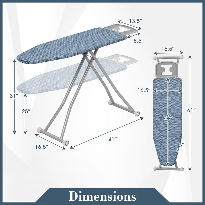 Giantex Ironing Board with Iron Rest, Carbon Steel Iron Board with 4 Layer Heat Resistant Cover &amp; Pad