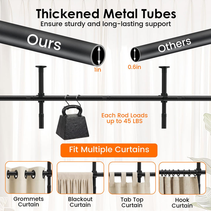 Giantex Room Divider Curtain Rod Adjustable 4-10 ft Height &amp; 28-72 in Width