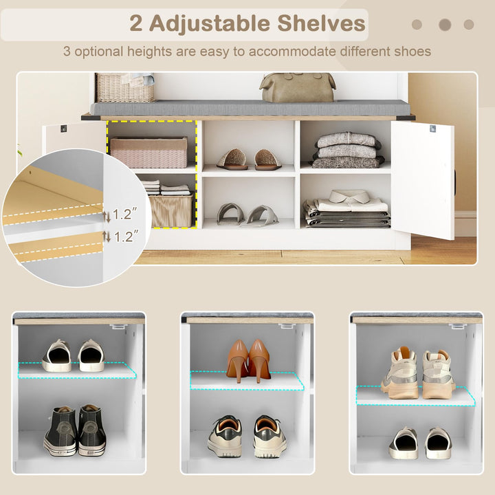Giantex 4-in-1 Hall Tree with Bench and Shoe Storage 68.5" Tall Coat Rack
