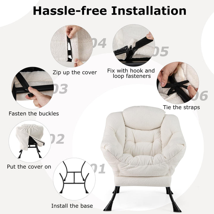 Giantex Set of 1/2 Lazy Chairs, Modern Sherpa Accent Chair w/Upholstered Single Sofa Chair w/Armrests &amp; Side Pocket