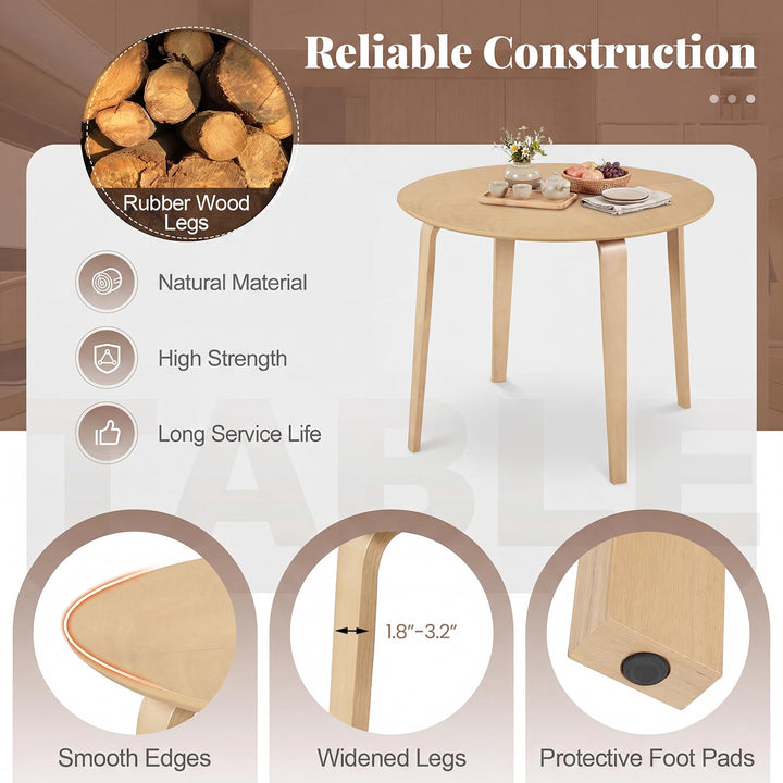 Giantex 37.5" Wooden Kitchen Table with Solid Rubber Wood Legs