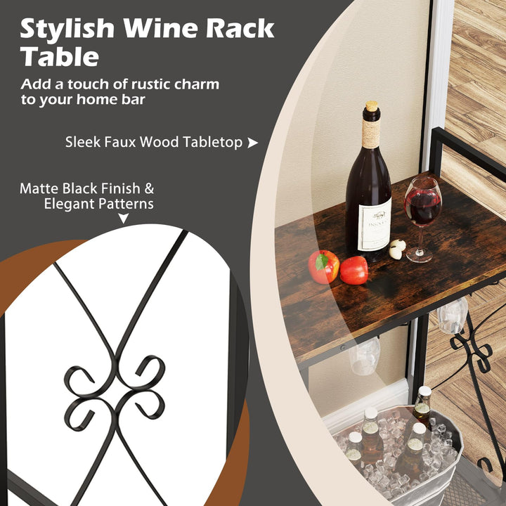 Giantex Wine Bar Table with 6 Glass Wine Glass Holder