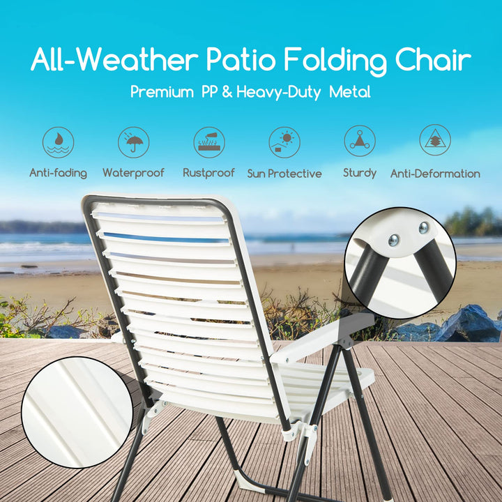 Giantex Patio Folding Chair, Adjustable Reclining Folding Chair w/ 7-Level Backrest