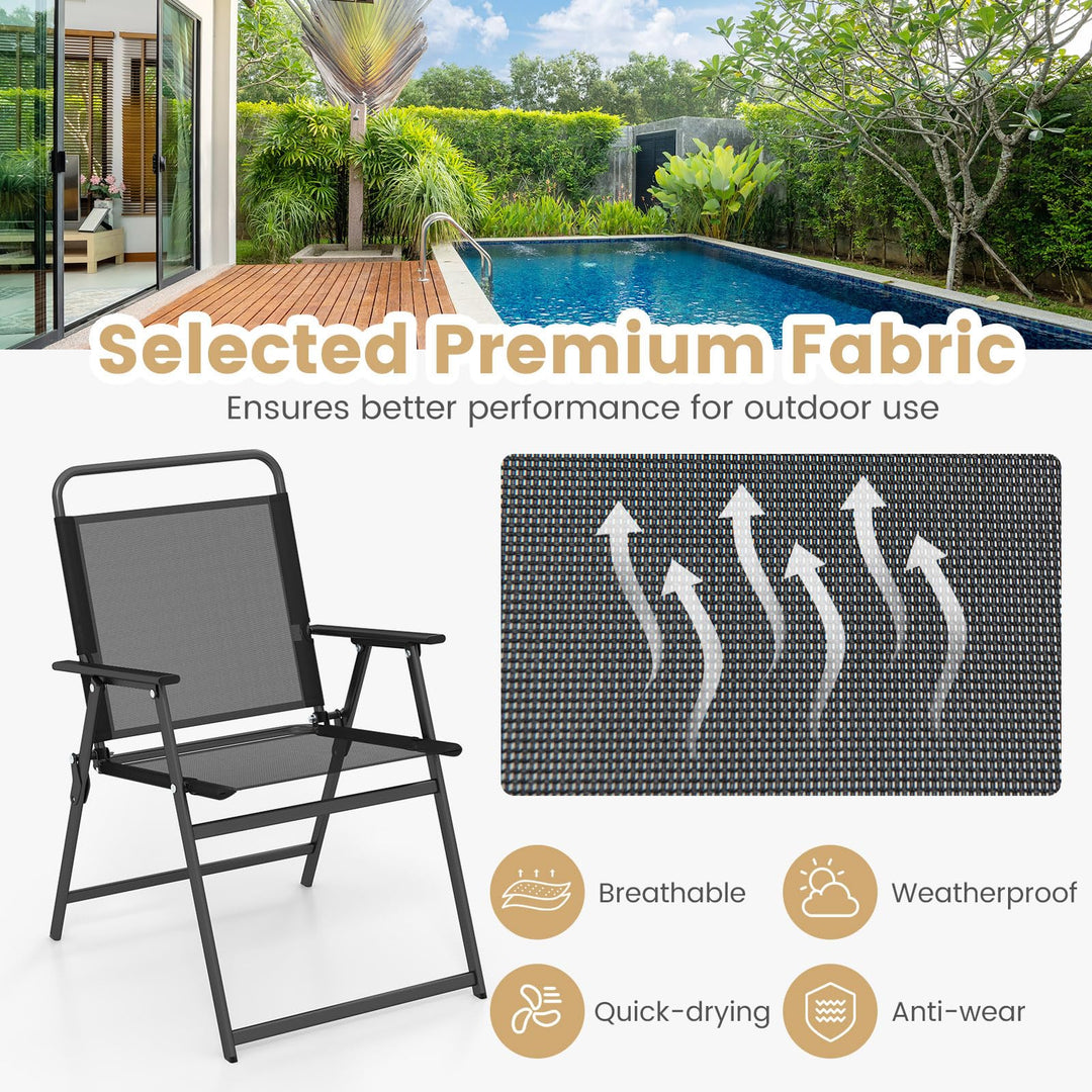 Giantex 3-Piece Patio Bistro Set, Outdoor Folding Chairs &amp; Table Set, Outdoor Conversation Set for Balcony Yard Poolside