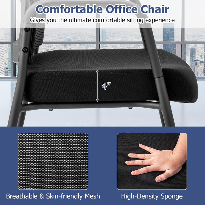 Giantex Waiting Room Chairs - Reception Chairs, Office Guest Chairs with Wheels, Metal Frame &amp; Armrests