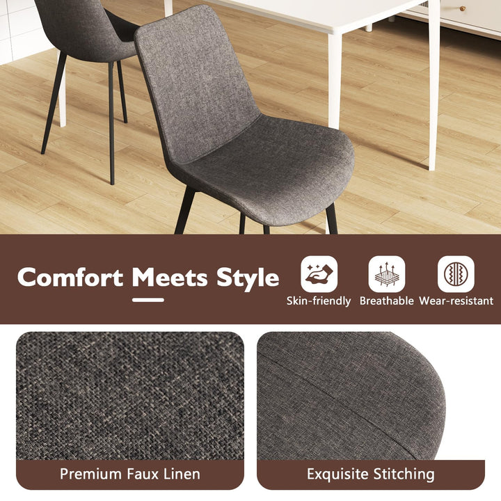 Giantex Dining Chair Set of 4 Upholstered Kitchen Side Chairs w/Metal Legs Padded Seats &amp; Backs