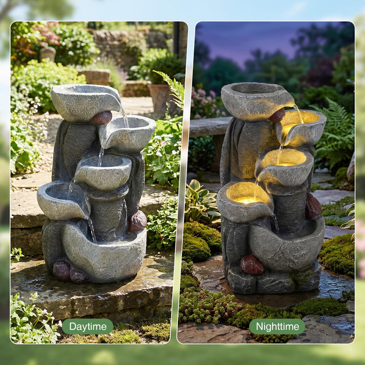 Giantex 5-Tier Outdoor Water Fountain with Lights