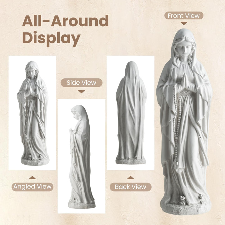 Giantex Virgin Mary Praying Statue 29.5" | Blessed Mother Outdoor Religious Statue with Rosary Beads