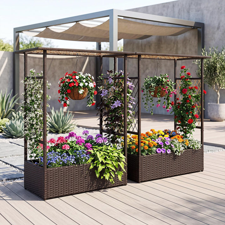 Giantex Raised Garden Bed with Trellis &amp; Hanging Roof