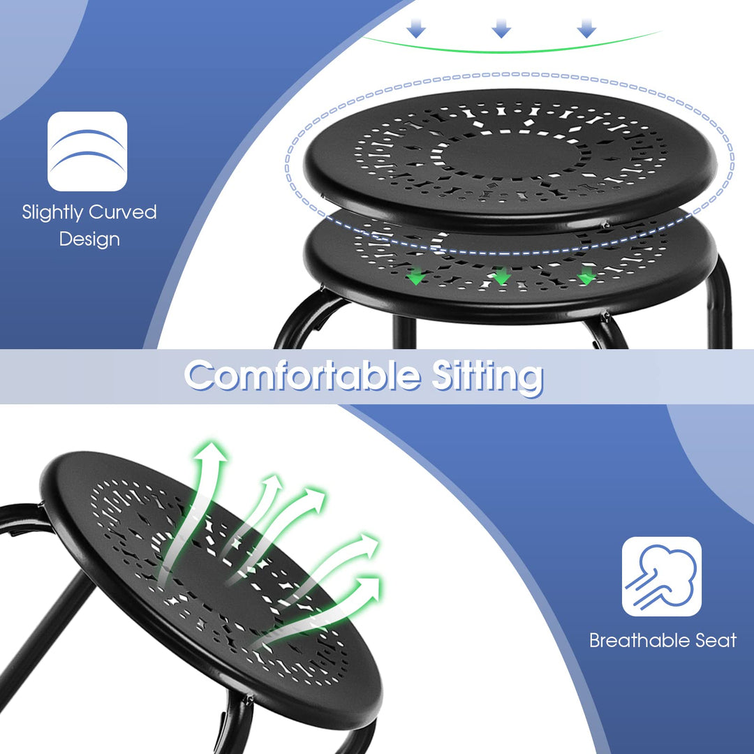 Giantex Round Metal Stool Set of 6-17.5" Height Stackable Stool with Anti-Slip Foot Pads