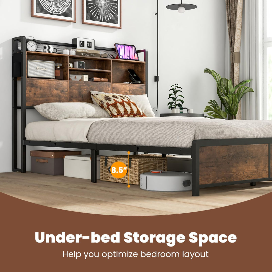 Giantex Queen/Full Size Bed Frame with Storage Headboard