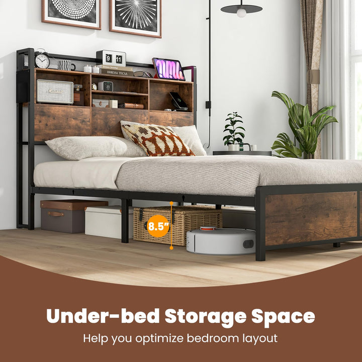 Giantex Queen/Full Size Bed Frame with Storage Headboard