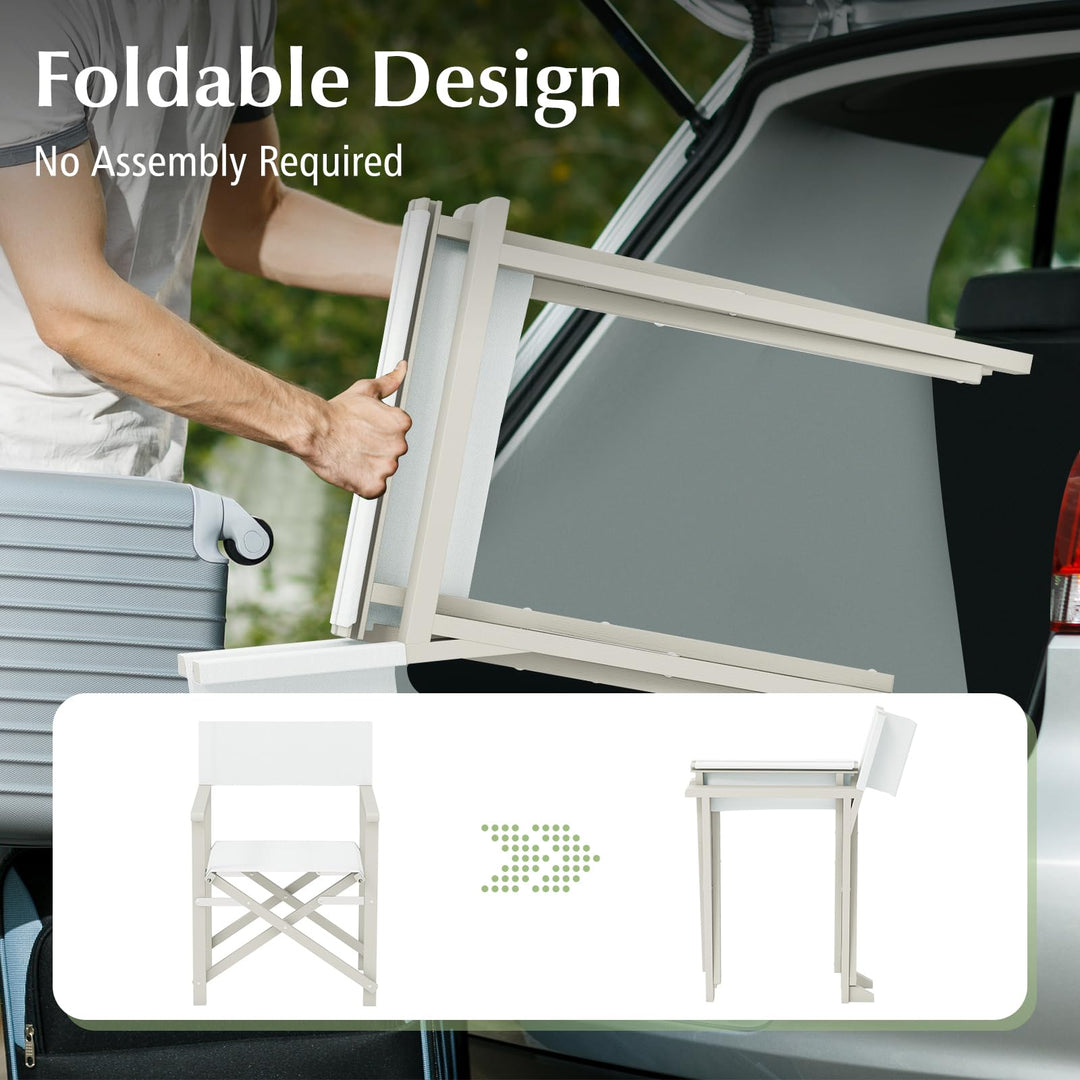 Giantex Set  Folding Director Chairs, Lightweight Patio Camping Chair with Acacia Wood Frame &amp; Oxford Fabric Seat
