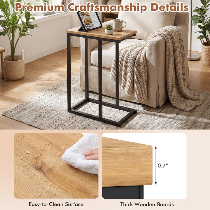 Giantex Small Sofa Couch Side Table That Slide Under with Metal Frame &amp; Spacious Tabletop