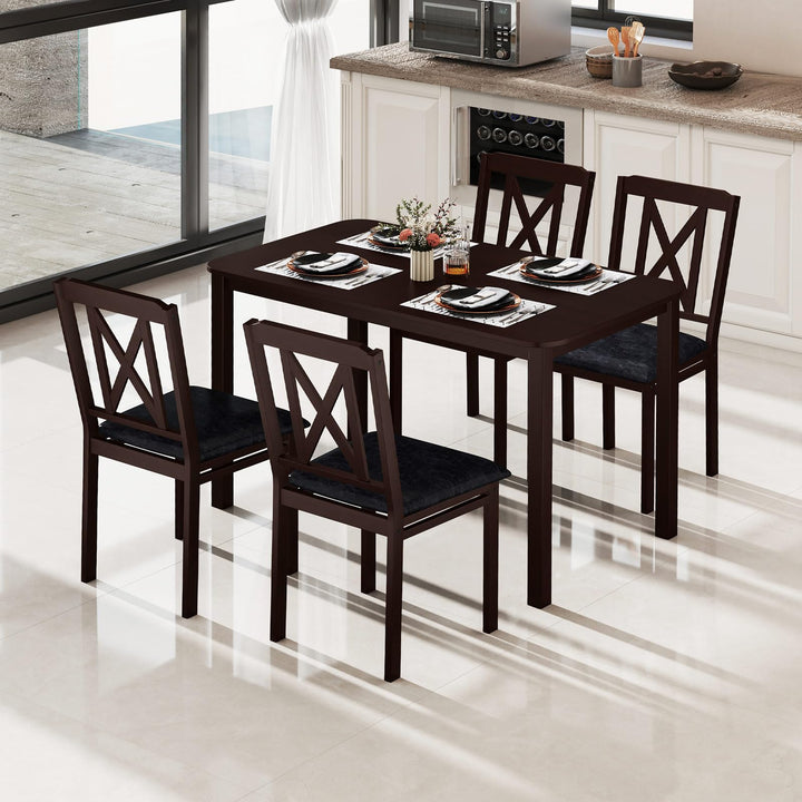 Giantex 5-Piece Dining Table Set for 4, 47" Rectangular Kitchen Table &amp; 4 Chairs