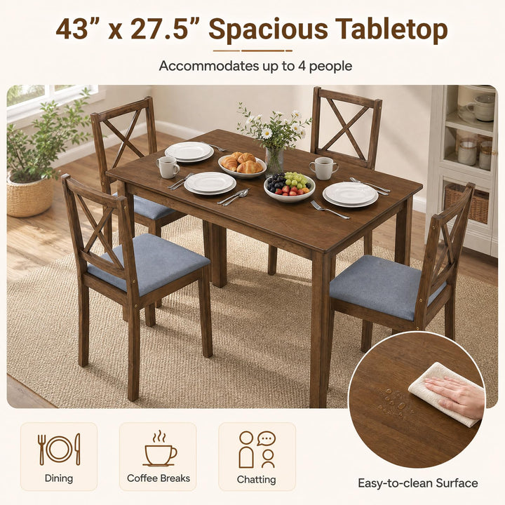 GIANTEX Dining Table Set with X-Shaped Backrest for Small Space