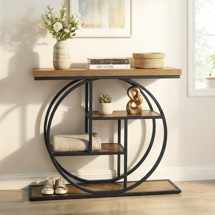 Giantex 41" Industrial Console Table | 4-Tier Narrow Entryway Table with Storage Shelves