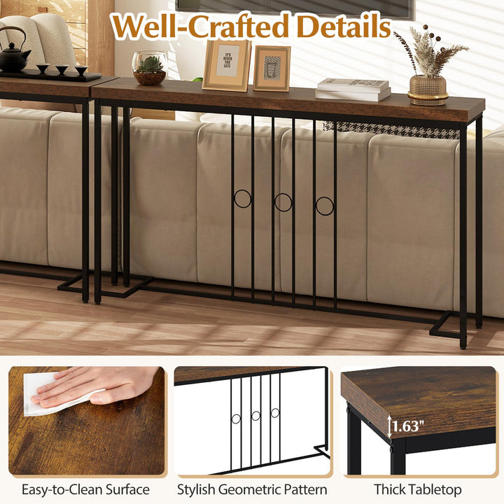 Giantex 55" Narrow Entryway Table with H-Shaped Base &amp; Spacious Tabletop