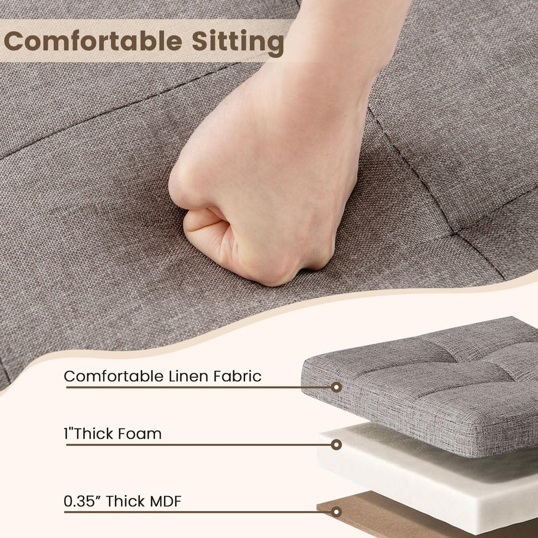 Giantex 18 Inches Ottoman with Storage and Rubber Wood Legs
