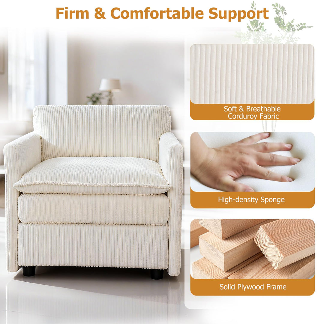 Giantex Oversized Accent Chair with Ottoman with Soft Corduroy Cushions