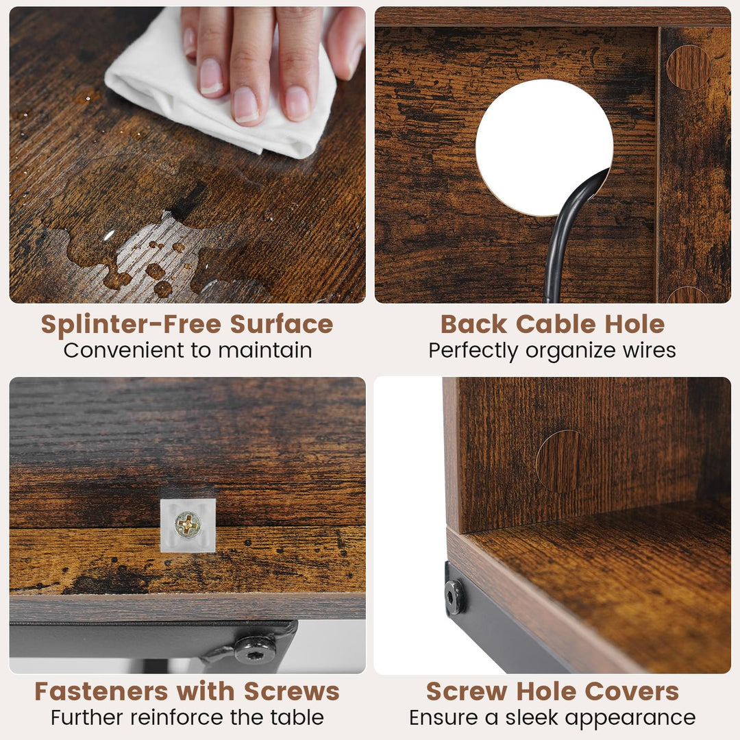 Giantex Console Table with Charging Station &amp; LED Lights