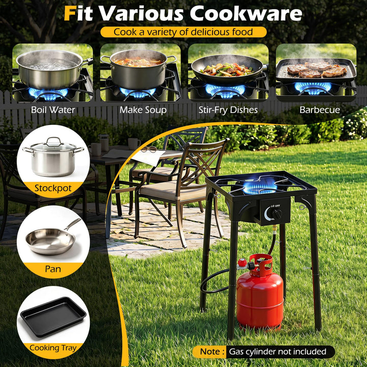Giantex Single Burner Propane Gas Stove | 80,000 BTU High Pressure Camping Cooker