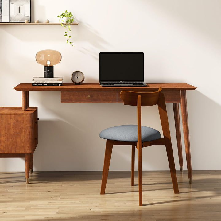 Giantex Wooden Dining Chairs Set, Mid-Century Kitchen Chairs w/Padded Seat &amp; Curved Backrest