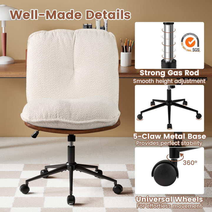 Giantex Faux Fur Desk Chair with Rocking Backrest &amp; Thick Padded Cushion