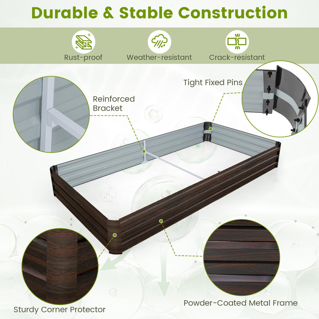Giantex 8x4x1ft Metal Raised Garden Bed, Planter Box with Protective Edges