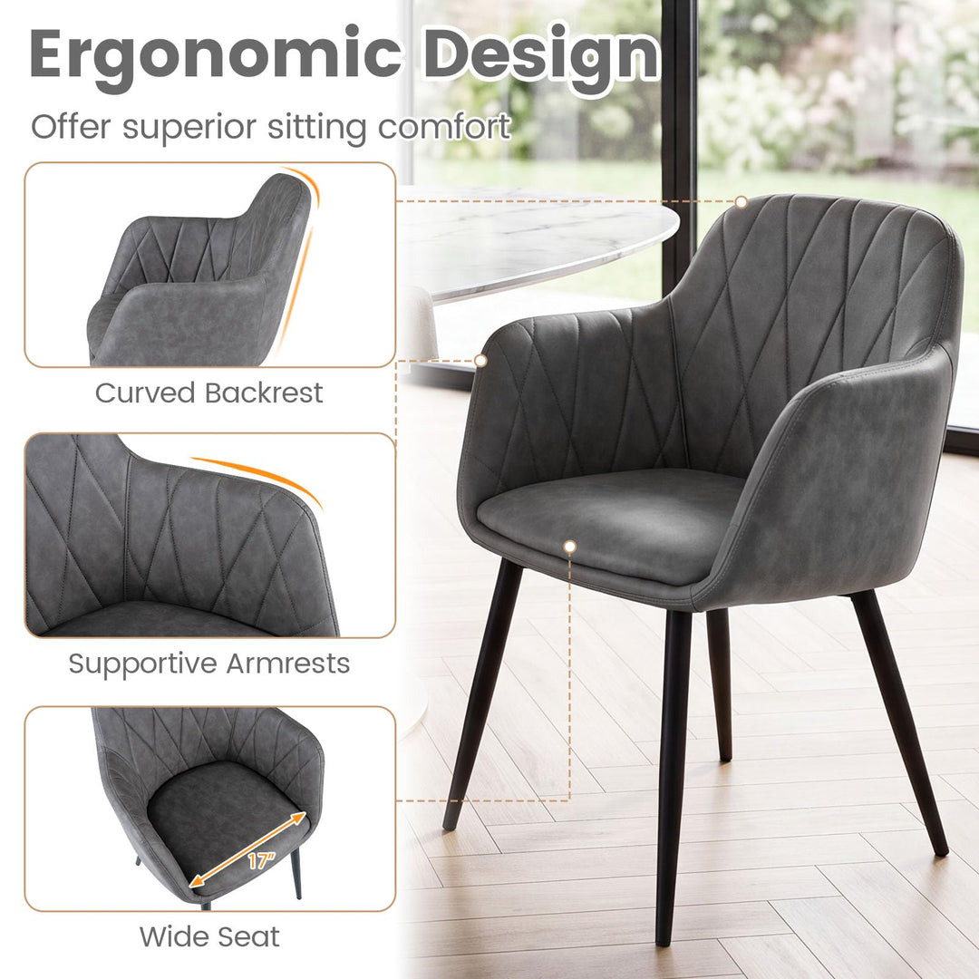 Giantex Dining Chairs Set with Curved Back &amp; Wide Seat