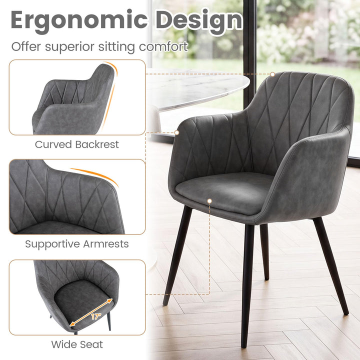 Giantex Dining Chairs Set with Curved Back &amp; Wide Seat