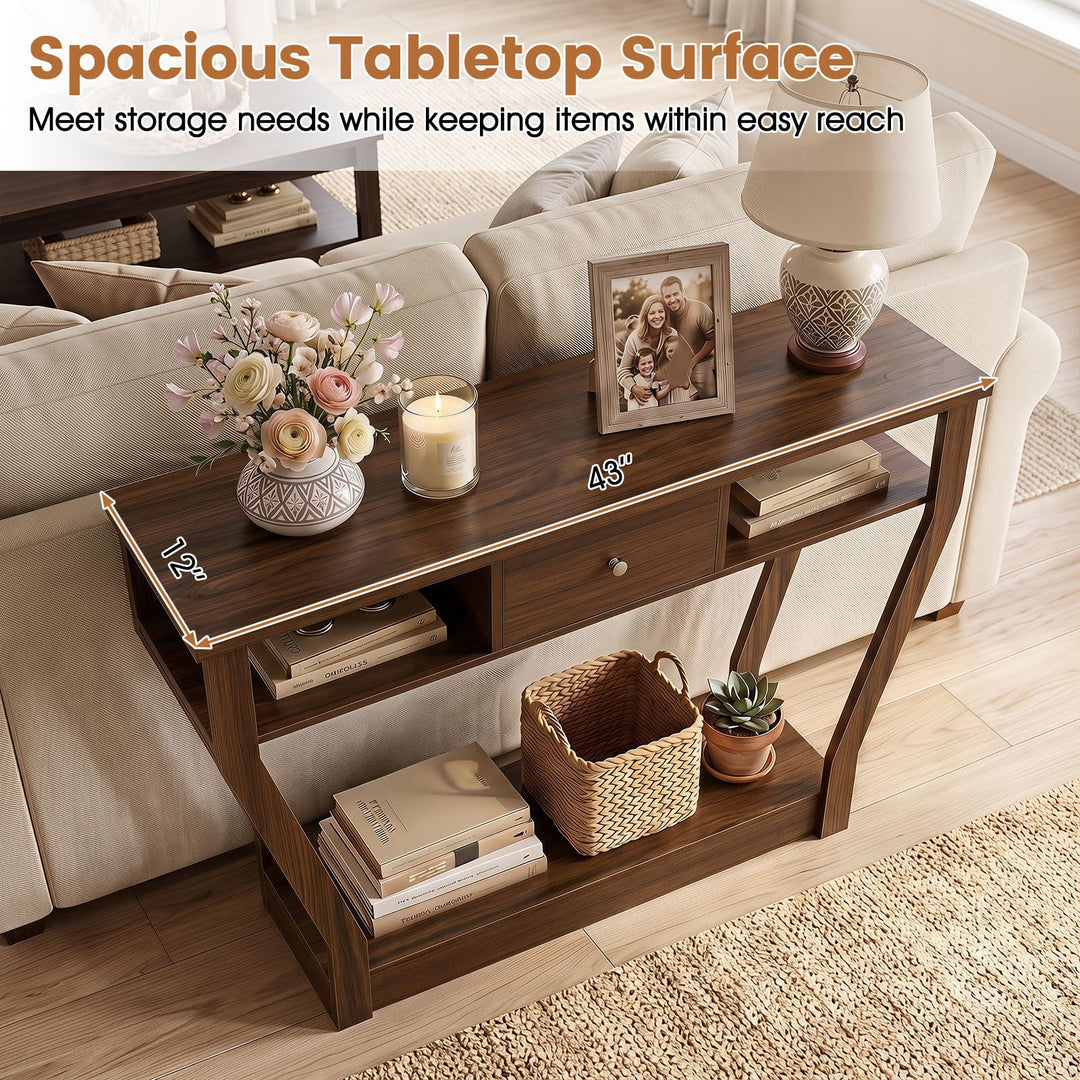 GIANTEX 43" Modern Console Table with Drawer &amp; Storage Shelf