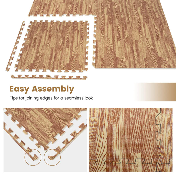 Giantex 100 Sq. Ft Wood Grain Floor Tiles Foam Mat, 25 PCS 24&