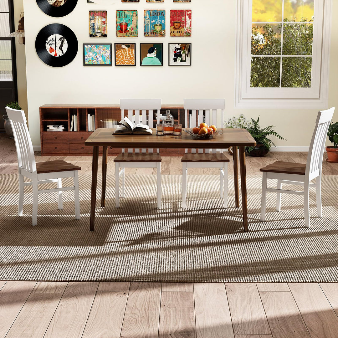 Giantex Wooden Dining Chairs Set of 2/4 with Hollowed Backrests &amp; Rubber Wood Seats