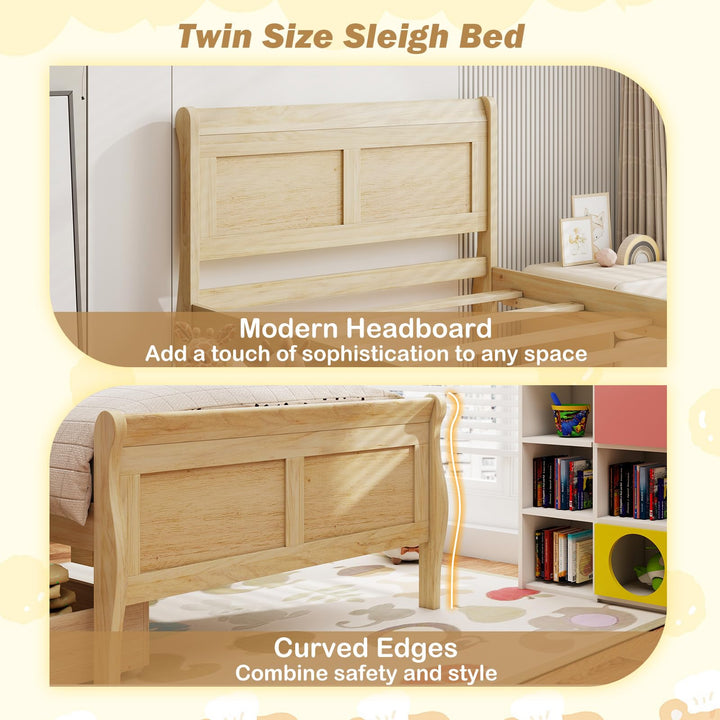 Giantex Twin/ Full/ Queen Bed with 2 Storage Drawers Wood Platform Bed with Headboard &amp; Footboard