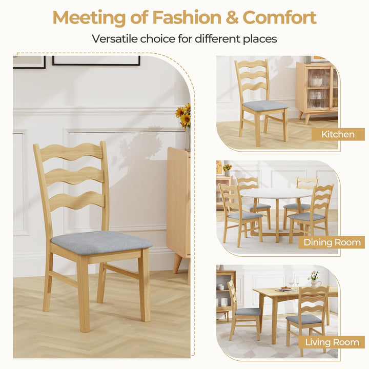 Giantex Wooden Dining Chairs Set of 2/4, Rubber Wood Kitchen Chair with Padded Seat &amp; Hollowed Backrest