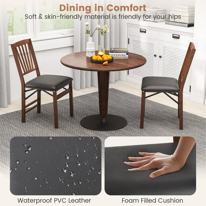 Giantex Folding Dining Chairs Set | Foldable Wood Kitchen Chairs with Padded Seat (2/4)