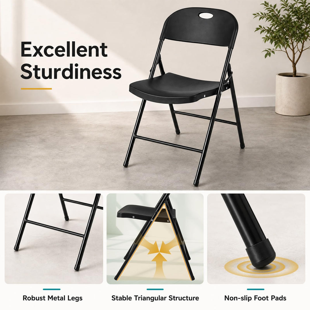Giantex Plastic Folding Chair | Portable Stackable Commercial Seats with Ergonomic Backrest