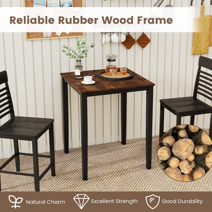 Giantex Square Dining Table with Solid Wood Frame for 2-4