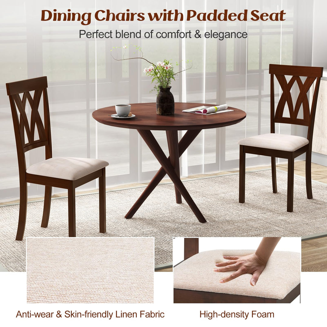 Giantex Wood Dining Chair, Wooden Kitchen Chairs with Upholstered Seat