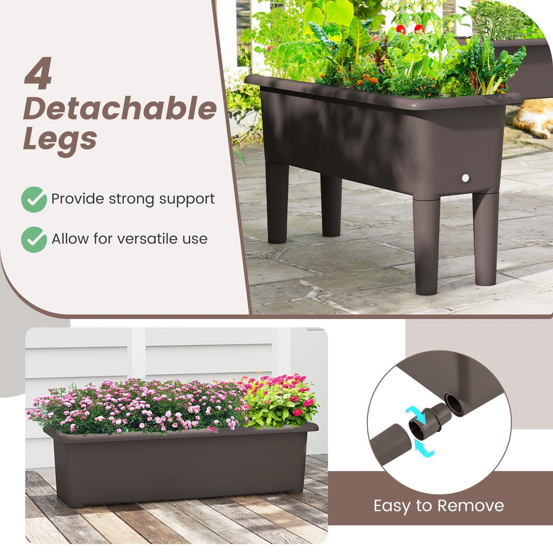 Giantex Raised Garden Beds Outdoor Set of 2, Self-Watering Planter Box with Detachable Legs &amp; Drainage Hole
