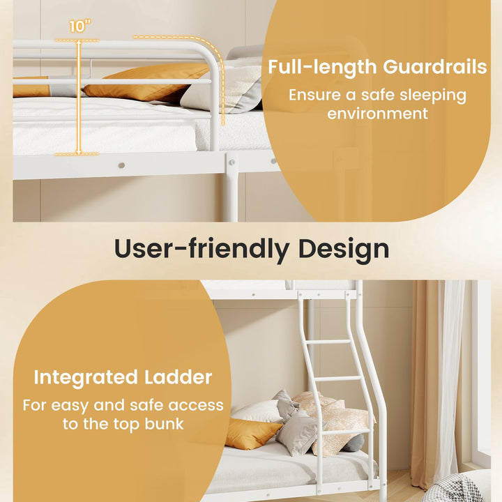 Giantex Metal Bunk Beds Twin Over Full Size, Heavy Duty Bunk Bed for Teens Adults with Ladder &amp; Guardrails