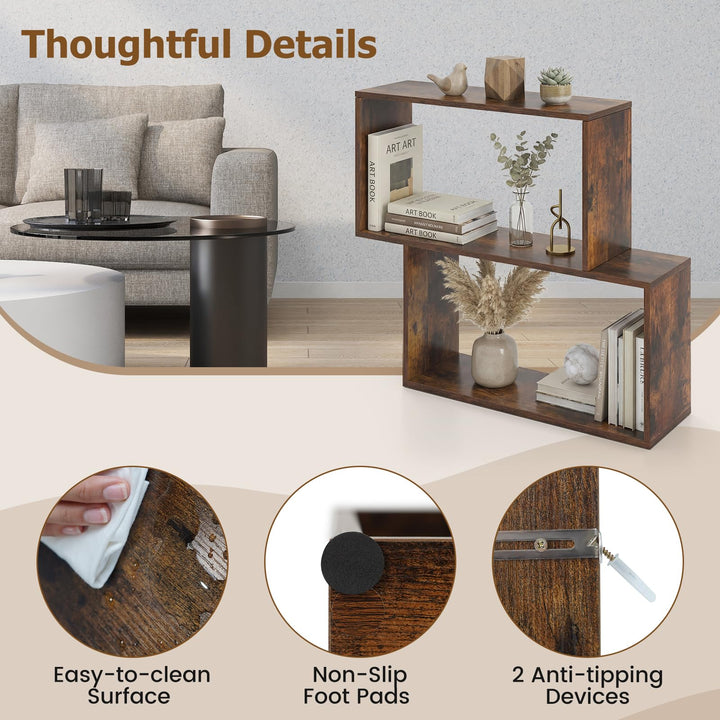 Giantex Geometric Bookcase Side Table with Open Storage