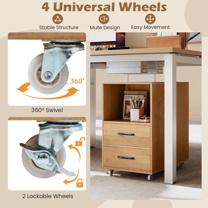 Giantex End Table with Charging Station - Night Stand on Wheels