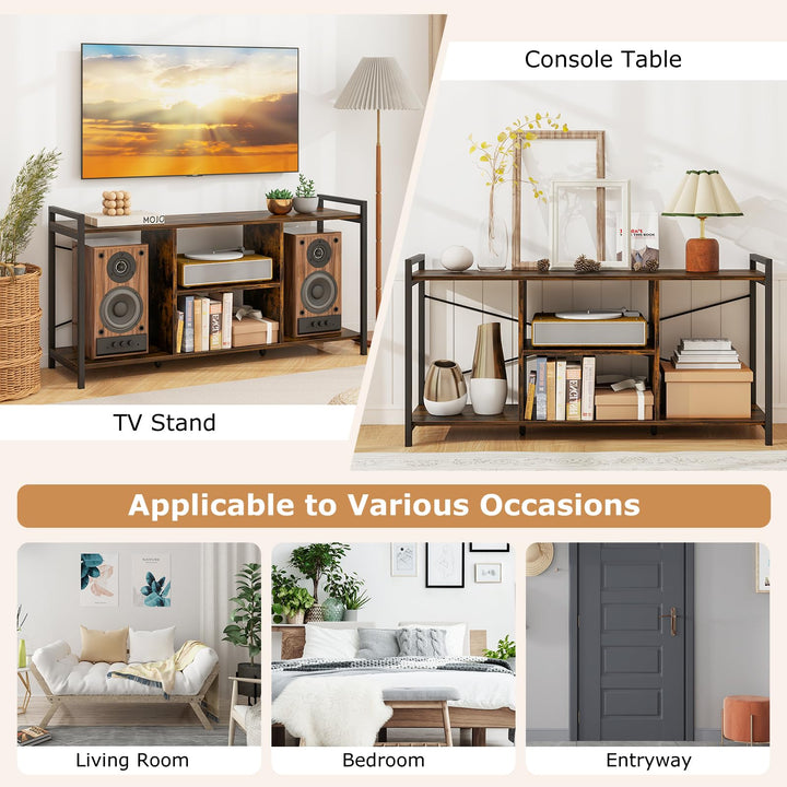 Giantex TV Stand for TVs up to 55", 3-Tier Entertainment Center with Open Storage Shelves, Side Guardrails &amp; Metal Frame
