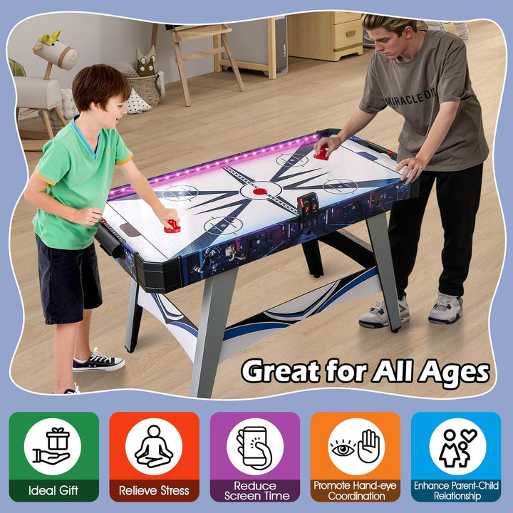 Giantex 54" Air Hockey Table - Arcade Hockey Table Gaming Set w/LED Electronic Scoring &amp; Lights, 2 Pucks, 2 Pushers