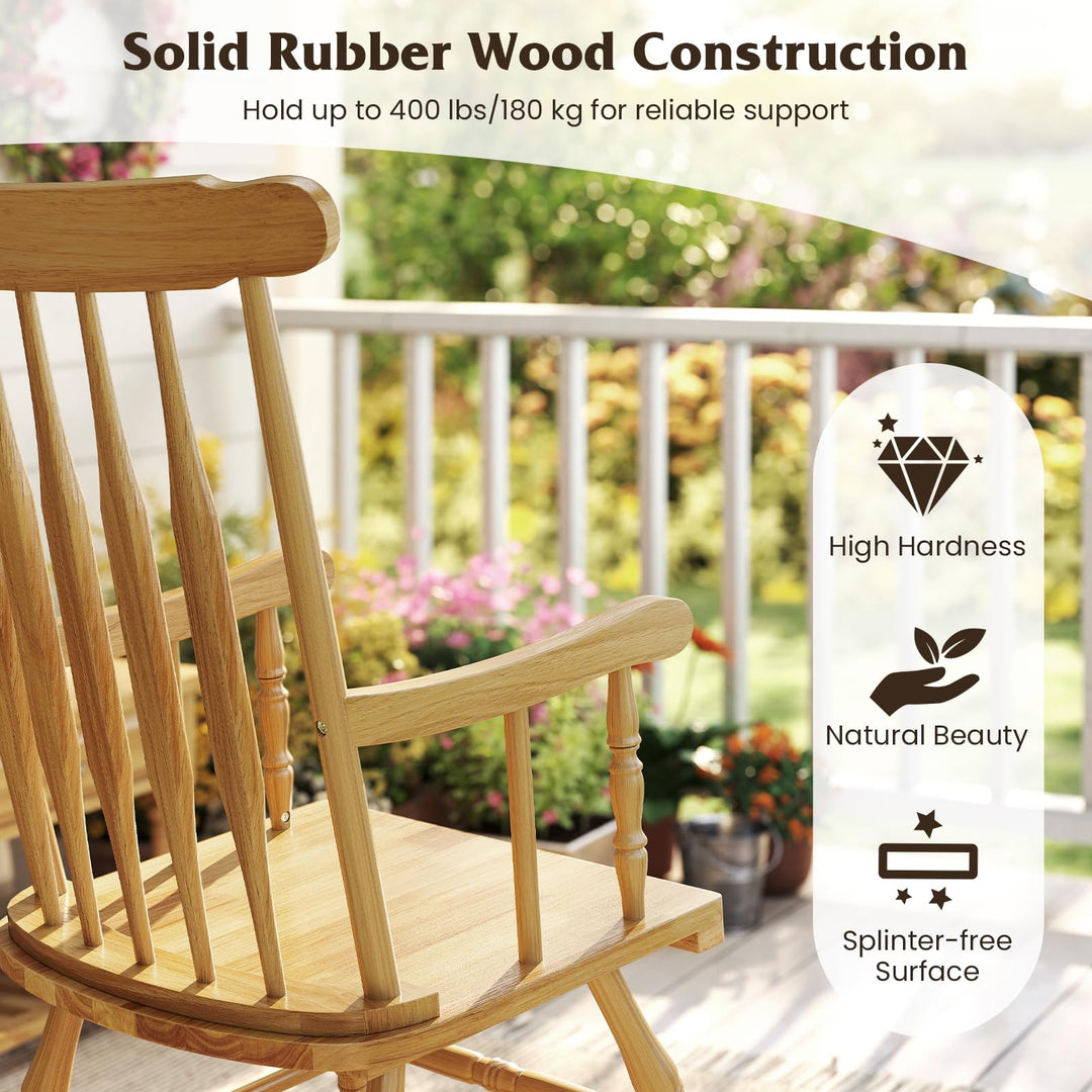 Giantex Patio Rocking Chair with Solid Rubber Wood Frame